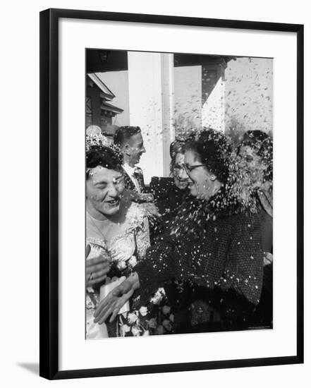 Confetti Shower After Italian American Wedding-Ralph Morse-Framed Photographic Print