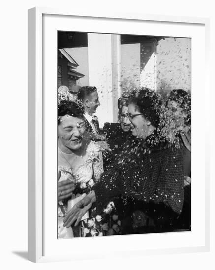 Confetti Shower After Italian American Wedding-Ralph Morse-Framed Photographic Print