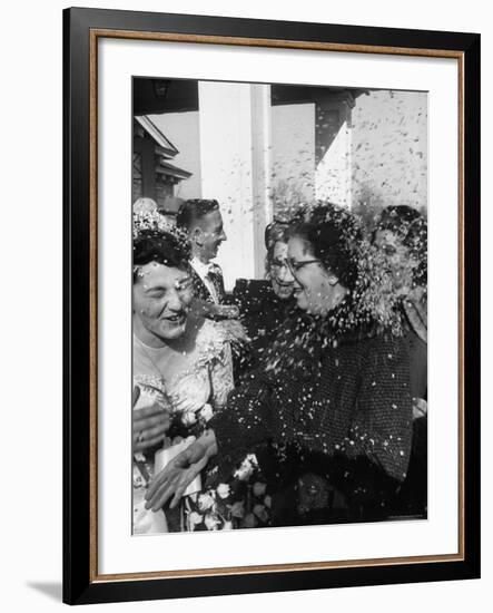 Confetti Shower After Italian American Wedding-Ralph Morse-Framed Photographic Print