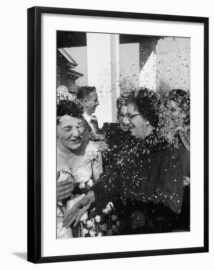 Confetti Shower After Italian American Wedding-Ralph Morse-Framed Photographic Print
