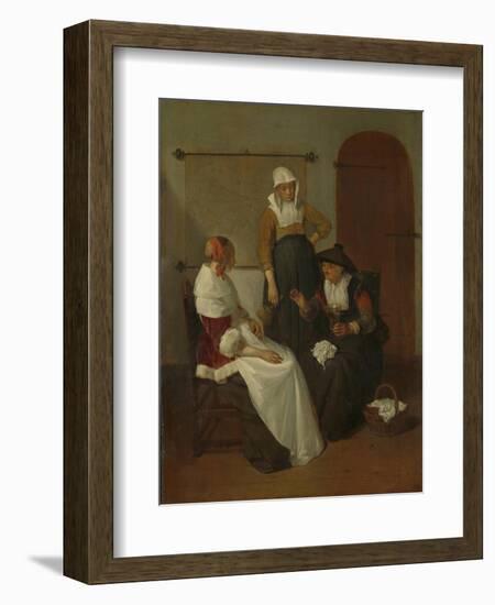 Confidential Chat-Quiringh Gerritsz van Brekelenkam-Framed Art Print