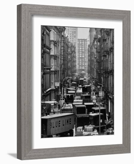 Congested Street in Soho Where More Than a Thousand Artists Live and Work in Huge Lofts-John Dominis-Framed Photographic Print