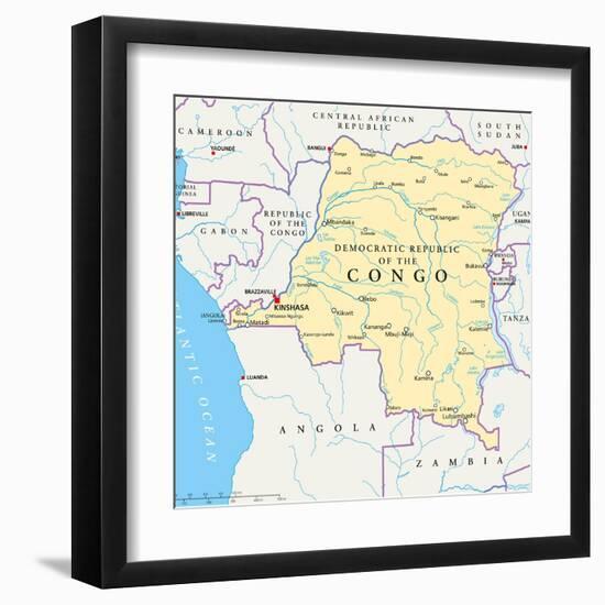 Congo Democratic Republic Political Map-Peter Hermes Furian-Framed Art Print