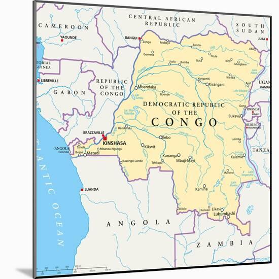 Congo Democratic Republic Political Map-Peter Hermes Furian-Mounted Art Print