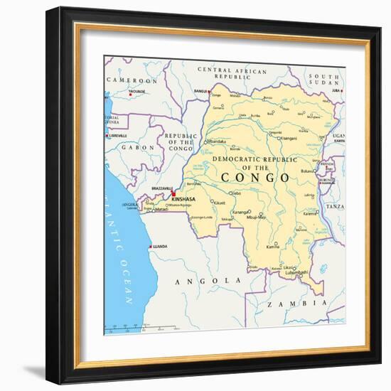 Congo Democratic Republic Political Map-Peter Hermes Furian-Framed Art Print