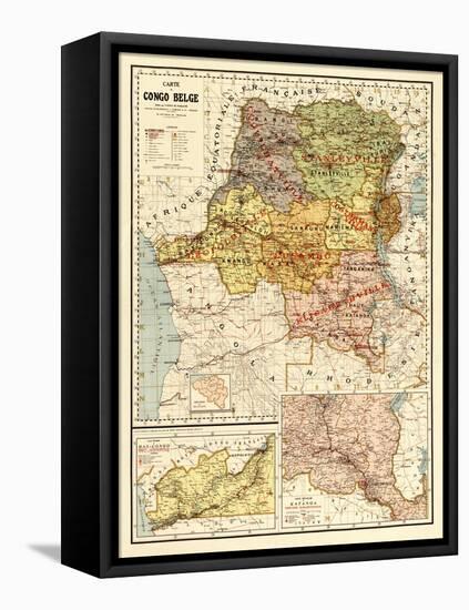 Congo - Panoramic Map-Lantern Press-Framed Stretched Canvas