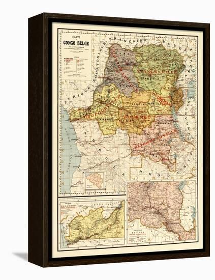 Congo - Panoramic Map-Lantern Press-Framed Stretched Canvas