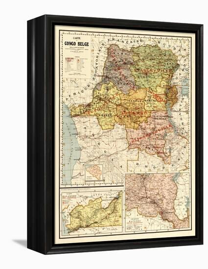 Congo - Panoramic Map-Lantern Press-Framed Stretched Canvas