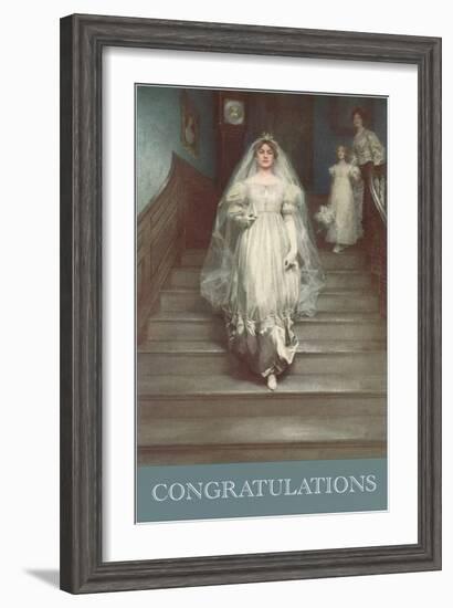 Congratulations, Bride on Stairs-null-Framed Art Print