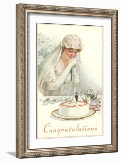 Congratulations, Bride with Cake-null-Framed Art Print