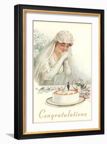 Congratulations, Bride with Cake-null-Framed Art Print