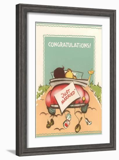 Congratulations, Just Married, Back of Car-null-Framed Art Print