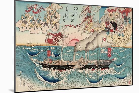 Congratulations on Maritime Security for All Eternity-Kyosai Kawanabe-Mounted Giclee Print