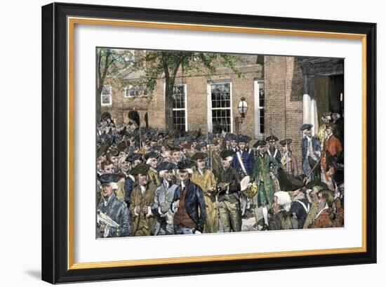 Congress Leaving Independence Hall to the First Reading of the Declaration of Independence, c.1776-null-Framed Giclee Print