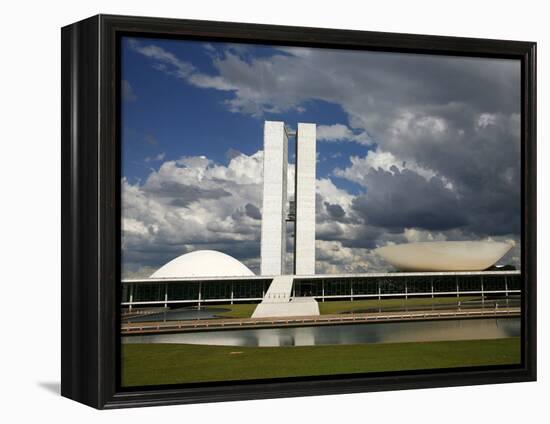 Congresso Nacional (Nat'l Congress) by Oscar Niemeyer, Brasilia, UNESCO World Heritage Site, Brazil-Yadid Levy-Framed Premier Image Canvas