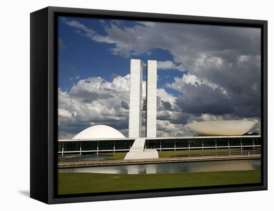 Congresso Nacional (Nat'l Congress) by Oscar Niemeyer, Brasilia, UNESCO World Heritage Site, Brazil-Yadid Levy-Framed Premier Image Canvas