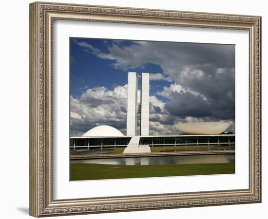 Congresso Nacional (Nat'l Congress) by Oscar Niemeyer, Brasilia, UNESCO World Heritage Site, Brazil-Yadid Levy-Framed Photographic Print