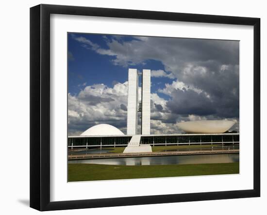 Congresso Nacional (Nat'l Congress) by Oscar Niemeyer, Brasilia, UNESCO World Heritage Site, Brazil-Yadid Levy-Framed Photographic Print