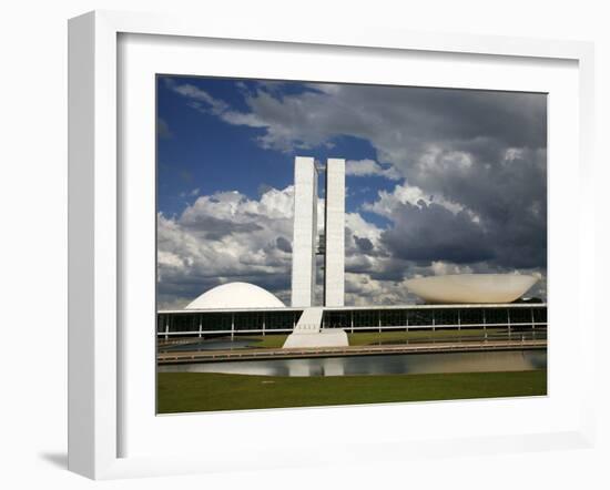 Congresso Nacional (Nat'l Congress) by Oscar Niemeyer, Brasilia, UNESCO World Heritage Site, Brazil-Yadid Levy-Framed Photographic Print