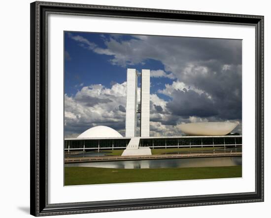 Congresso Nacional (Nat'l Congress) by Oscar Niemeyer, Brasilia, UNESCO World Heritage Site, Brazil-Yadid Levy-Framed Photographic Print