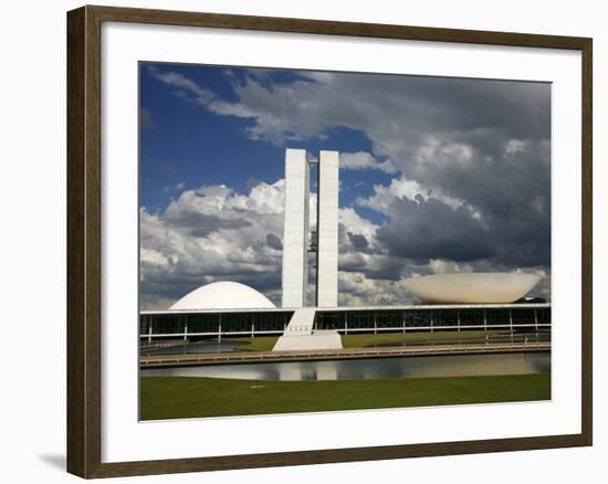 Congresso Nacional (Nat'l Congress) by Oscar Niemeyer, Brasilia, UNESCO World Heritage Site, Brazil-Yadid Levy-Framed Photographic Print