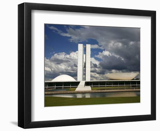 Congresso Nacional (Nat'l Congress) by Oscar Niemeyer, Brasilia, UNESCO World Heritage Site, Brazil-Yadid Levy-Framed Photographic Print