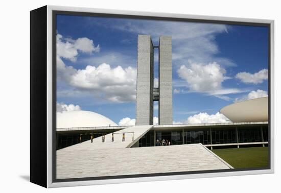 Congresso Nacional (Nat'l Congress) Designed by Oscar Niemeyer, Brasilia, UNESCO Site, Brazil-Yadid Levy-Framed Premier Image Canvas