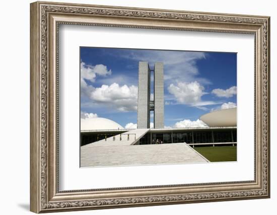 Congresso Nacional (Nat'l Congress) Designed by Oscar Niemeyer, Brasilia, UNESCO Site, Brazil-Yadid Levy-Framed Photographic Print