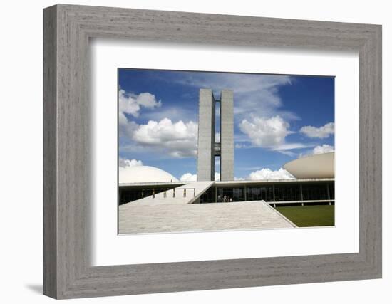 Congresso Nacional (Nat'l Congress) Designed by Oscar Niemeyer, Brasilia, UNESCO Site, Brazil-Yadid Levy-Framed Photographic Print