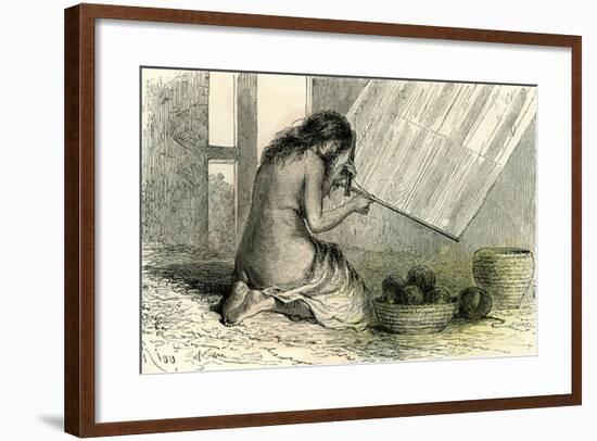 Conibos Woman Weaving 1869, Peru-null-Framed Giclee Print