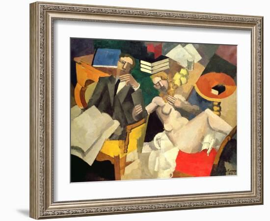 Conjugal Life, 1913 (Oil on Canvas)-Roger de La Fresnaye-Framed Giclee Print