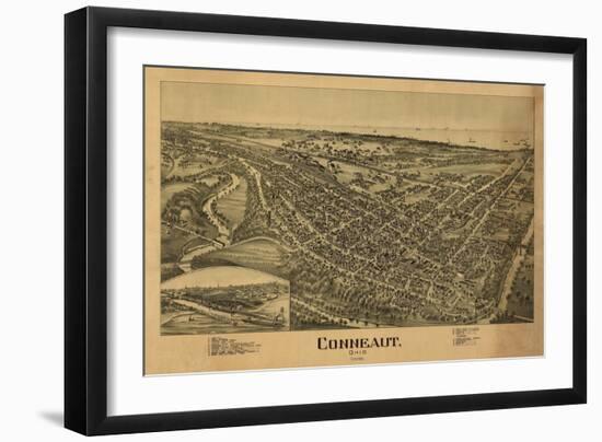 Conneaut, Ohio - Panoramic Map-Lantern Press-Framed Art Print