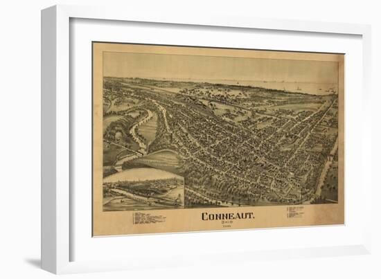 Conneaut, Ohio - Panoramic Map-Lantern Press-Framed Art Print