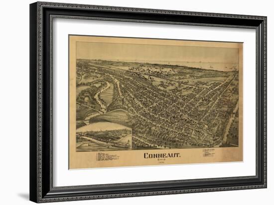 Conneaut, Ohio - Panoramic Map-Lantern Press-Framed Art Print