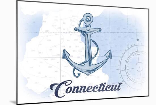 Connecticut - Anchor - Blue - Coastal Icon-Lantern Press-Mounted Art Print