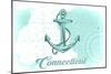 Connecticut - Anchor - Teal - Coastal Icon-Lantern Press-Mounted Art Print