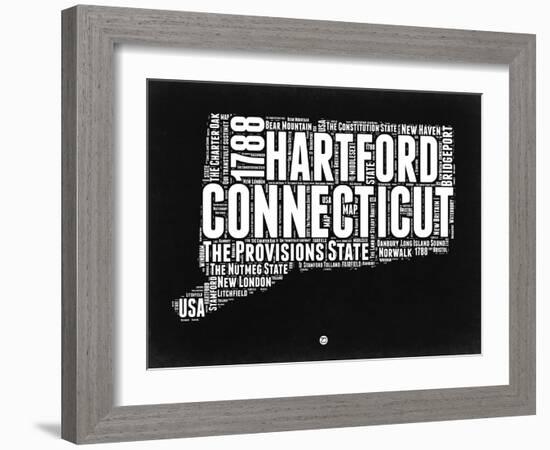 Connecticut Black and White Map-NaxArt-Framed Art Print