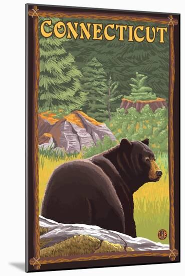 Connecticut - Black Bear in Forest-Lantern Press-Mounted Art Print
