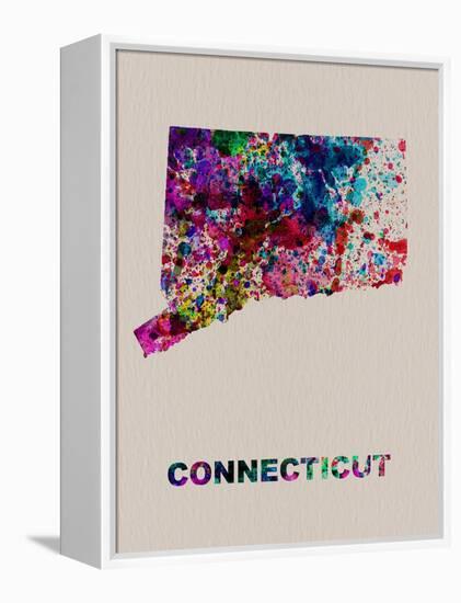 Connecticut Color Splatter Map-NaxArt-Framed Stretched Canvas