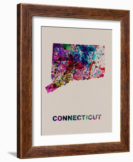 Connecticut Color Splatter Map-NaxArt-Framed Art Print