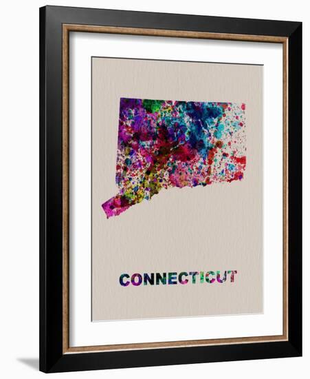 Connecticut Color Splatter Map-NaxArt-Framed Art Print