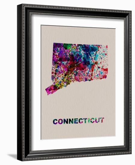 Connecticut Color Splatter Map-NaxArt-Framed Art Print