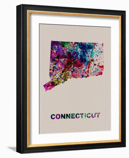 Connecticut Color Splatter Map-NaxArt-Framed Art Print