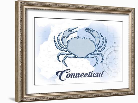 Connecticut - Crab - Blue - Coastal Icon-Lantern Press-Framed Art Print