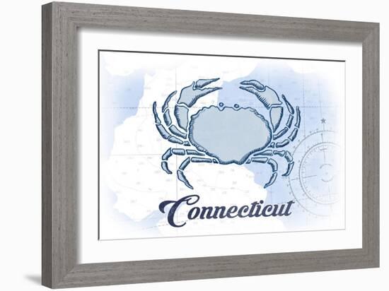 Connecticut - Crab - Blue - Coastal Icon-Lantern Press-Framed Art Print
