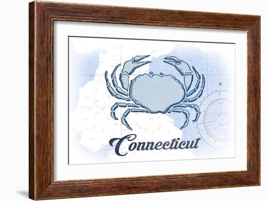 Connecticut - Crab - Blue - Coastal Icon-Lantern Press-Framed Art Print