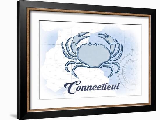 Connecticut - Crab - Blue - Coastal Icon-Lantern Press-Framed Art Print