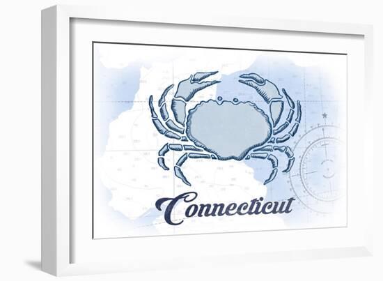 Connecticut - Crab - Blue - Coastal Icon-Lantern Press-Framed Art Print