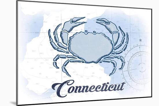 Connecticut - Crab - Blue - Coastal Icon-Lantern Press-Mounted Art Print