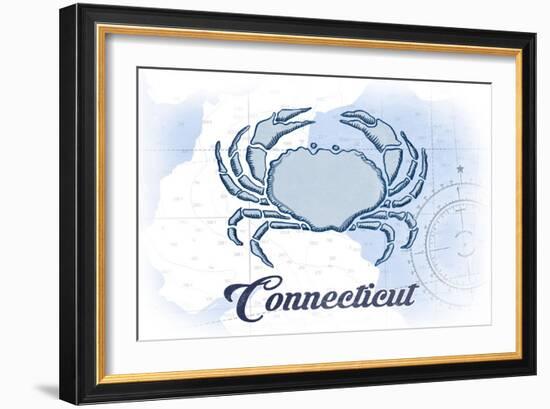 Connecticut - Crab - Blue - Coastal Icon-Lantern Press-Framed Art Print